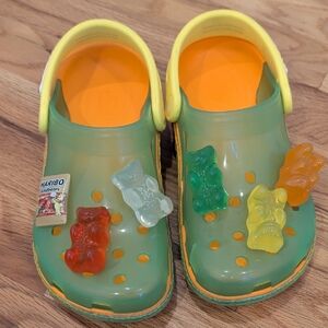 Crocs X Haribo Gummy Bear goldenbear Gold Bear Green and Yellow Sandals M4 W6 6